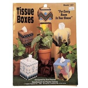 Kappie Originals PLASTIC CANVAS Needlework Tissue Boxes 5 Southwest Patterns